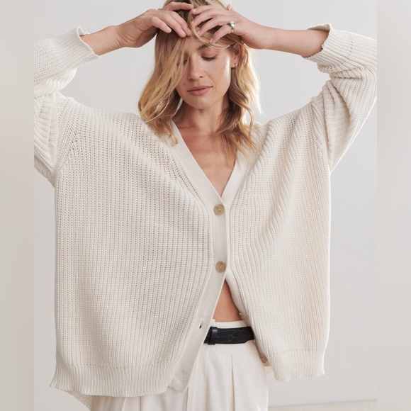 Jenni Kayne Sweaters - Jenni Kayne Cotton Cocoon Cardigan Sweater in Ivory